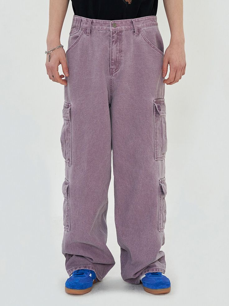 Editor's NotesUNALLOYED's trendy and casual cargo pants are made of 100% cotton fabric. These cargo pants go well with a trendy mood outfit.- Trendy, wide silhouette- Vintage mood with the natural colors - Pocket details- Daily and versatile itemMeasurements(in.)Size: S / M /  L- Total length: 40.94 in. / 41.73 in. / 42.51 in.- Waist: 15.35 in. / 16.33 in. / 17.32 in.- Front rise: 12.99 in. / 13.38 in. / 13.77 in.- Hip: 21.65 in. / 22.63 in. / 23.62 in.- Thigh: 13.58 in. / 14.17 in. / 14.76 in.- Hem: 9.44 in. / 9.84 in. / 10.23 in.*Model Info- Man: Height 6' / Bust 34.64in. / Waist 29.13in. / Wearing L size- Woman: Height 5'57 / Bust 29.52in. / Waist 22.83in. / Wearing L size*Depending on the measurement method, the Purple Wide Leg Bottoms For Streetwear, Baggy Cotton Cargo Jeans With Patch Pockets, Baggy Cotton Cargo Pants In Purple, Baggy Purple Cotton Cargo Pants, Trendy Baggy Purple Bottoms, Purple Cotton Cargo Pants, Trendy Relaxed Fit Cotton Cargo Pants, Purple Baggy Straight Leg Pants, Purple Wide-leg Bottoms With Cargo Pockets