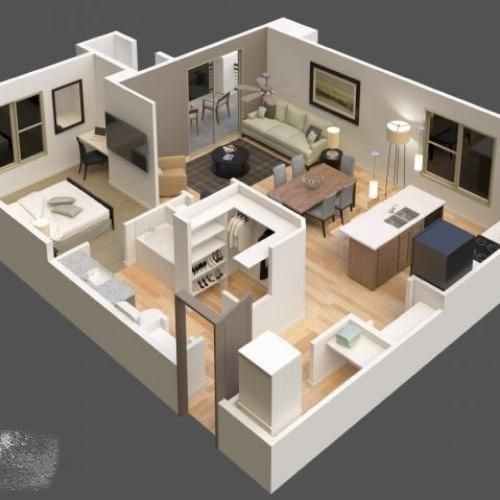 the floor plan for a two bedroom apartment with living room, dining area and kitchen