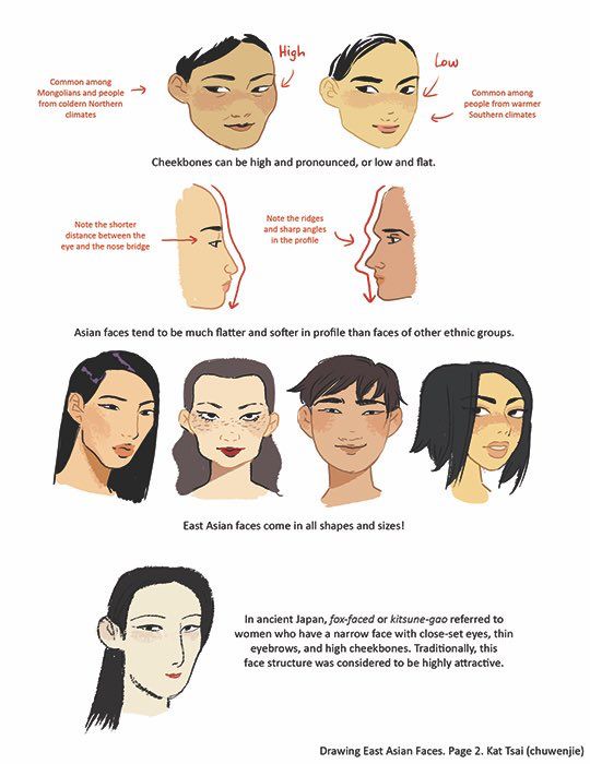 an illustrated guide to drawing people's faces with different facial shapes and hair colors