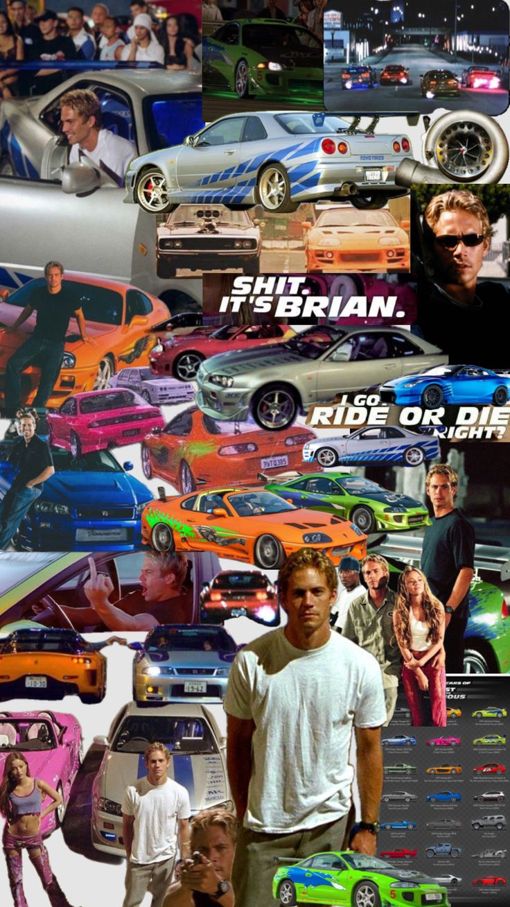 a collage of cars and people in the background