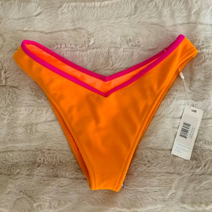 Brand New With Tags Frankie’s Enzo Terry Bikini Bottom Size S Trendy Orange Swimwear For Pool, Trendy Orange Swimwear For Sunbathing, Trendy Neon Swimwear For Beach Season, Neon Swimwear For Beach Party Season, Neon Summer Swimwear For Beach, Neon Swimwear For Beach And Pool Season, Neon Swimwear For Pool And Beach Season, Neon Summer Beach Swimwear, Neon Swimwear For Summer Poolside