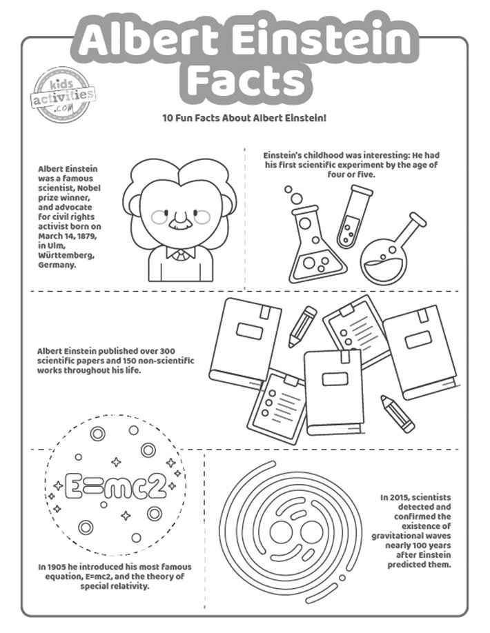 an adult coloring book with the title albert einstein fact