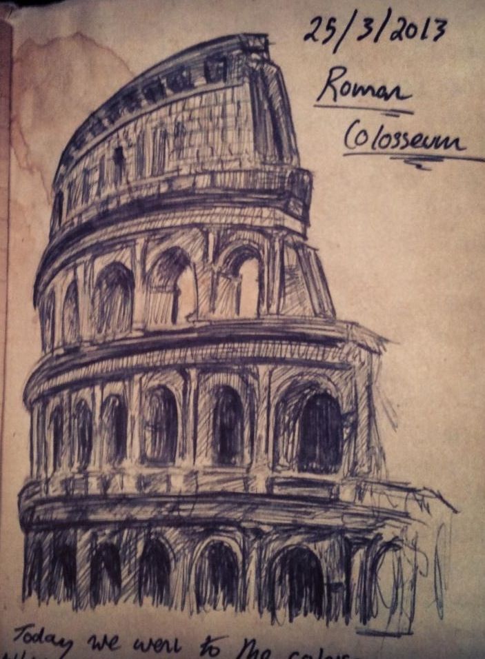 a drawing of the colossion in rome