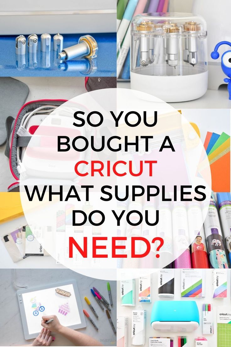 the words so you bought a cricut what supplies do you need? are overlaid