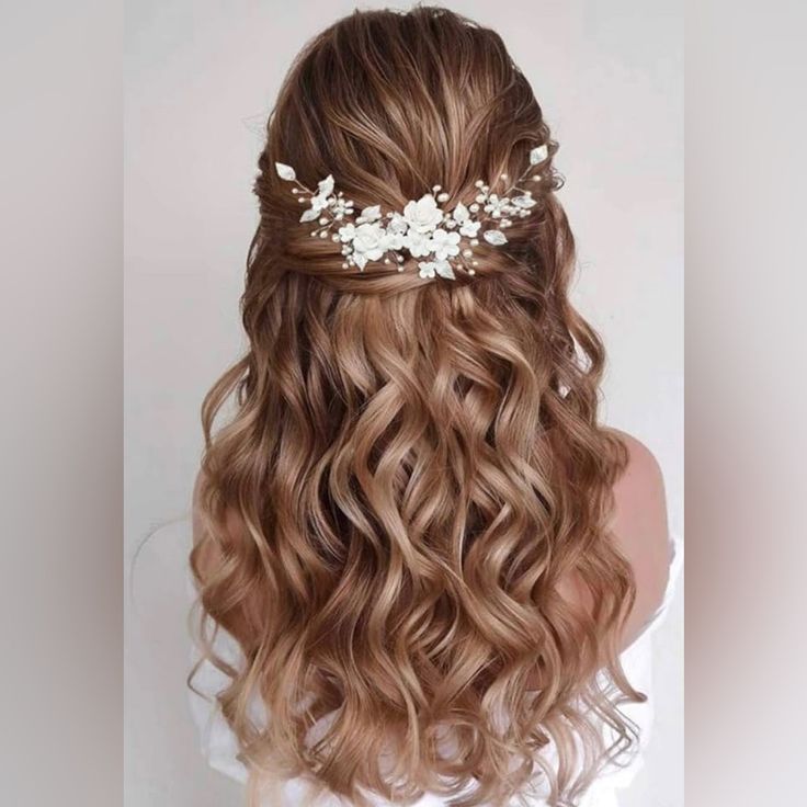 Available In Gold, Silver And Rose Gold. Comment Desired Tone Color Below At Time Of Purchase! Wedding Hair Accessories For Brides Approx 8.6 In,Ends With Two Loops That Can Be Worn Match Pins And Ribbons. Bridal Headband For Wedding Is Made Of Alloy,Leaf,Flower And Pearl,Won't Fade And Broken. Bridal Hair Piece With Crafted Can Change The Shape As Your Style. Wedding Headpieces For Bride Suitable For Wedding Show , Photograph,Prom Dress And Any Special Occasions. Confirmation Hairstyles Half Up, Wedding Hair Partially Up, Easy Party Hairstyles, Silver Hair Vine, Crystal Hair Vine, Prom Hairstyles For Long Hair, Bridal Hair Vine, Wedding Hair Pieces, Hair Vine