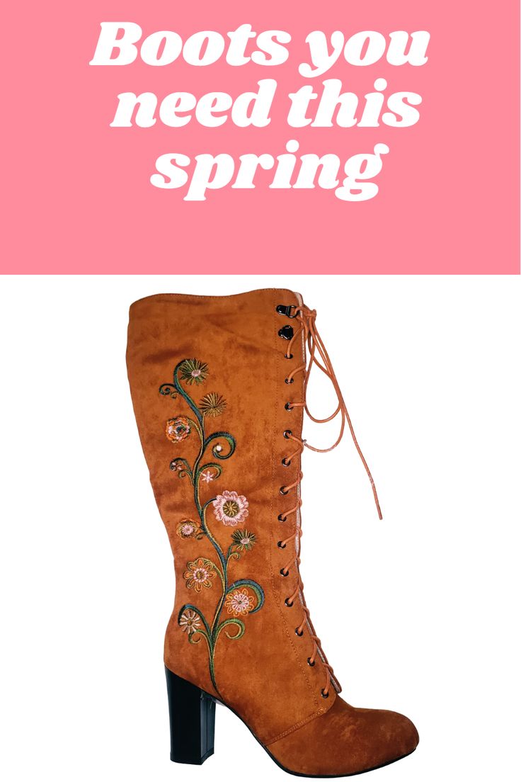 Click for some retro boots perfect for spring outfits! Inspired by Penny Lane's vintage 60's boots in Almost Famous. Retro Lace-up Boots For Spring, Retro Lace-up Spring Boots, Retro Brown Boots For Spring, Brown Retro Boots For Spring, Retro Spring Heeled Boots With Round Toe, Retro Round Toe Heeled Boots For Spring, Vintage Brown Boots For Spring, Vintage Lace-up Boots For Spring, Embroidered Boots For Spring Festivals