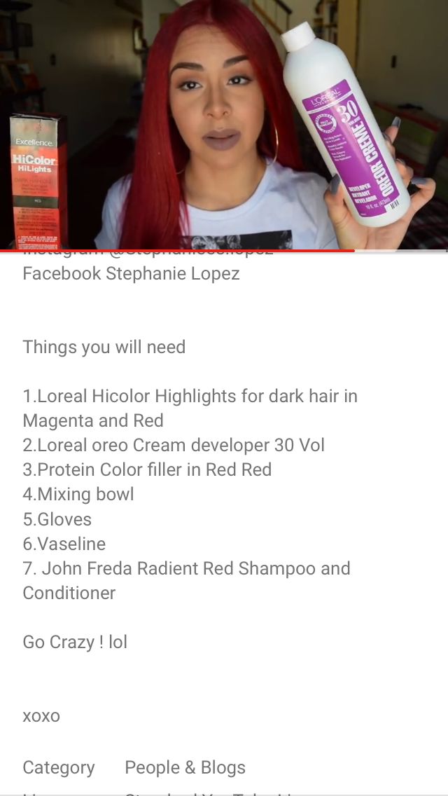 Red Hair Loreal Hicolor, Loreal Hicolor Magenta, Loreal Hicolor Red, Hicolor Magenta, Red Hair Loreal, Loreal Hicolor, Red Shampoo, Oreo Cream, Dark Hair With Highlights