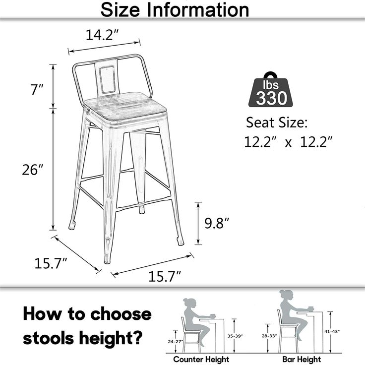 the size and measurements for a bar stool