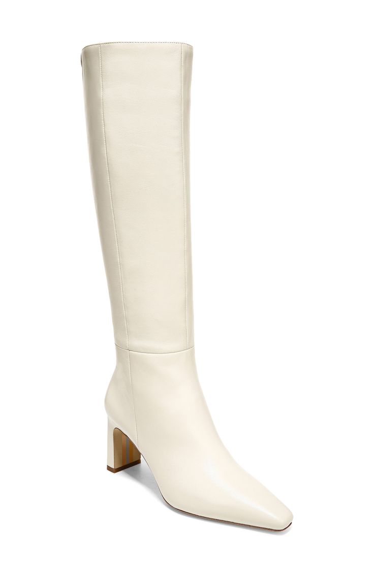 Soft leather brings timeless style to a knee-high boot designed with a squared toe and sleek heel. 2 3/4" heel (size 8.5) 16 1/2" shaft; 14 1/2" regular calf circumference 16 1/2" shaft; 16" wide calf circumference Leather upper/synthetic lining/rubber sole Imported Tall Dress, Tall Dresses, Dress Boots, White Boots, Wide Calf, Leather Boot, Designer Boots, Tall Boots, Dress With Boots