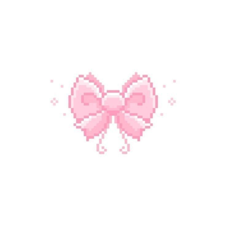 a pixelated pink bow on a white background