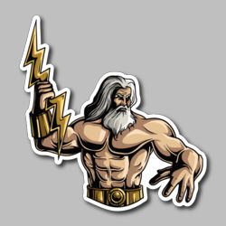 an image of a man with a lightning bolt on his arm and holding a hammer