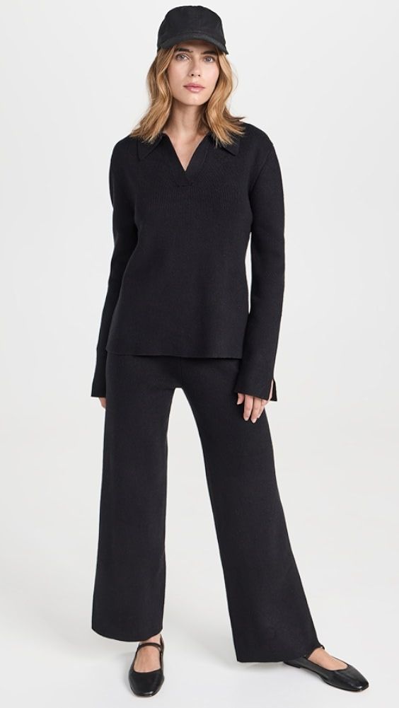 English Factory Knit Wide Pants | Shopbop Ribbed Wide Leg Pants For Fall, Stretch Wide Leg Pants For Lounging In Fall, Solid Wide Leg Pants For Fall Lounging, Fall Solid Color Wide Leg Lounging Pants, Fall Wide Leg Pants For Lounging, Fall Viscose Bottoms, Fall Lounging Wide Leg Pants, Solid Color Ribbed Wide Leg Pants, Ribbed Workwear Pants