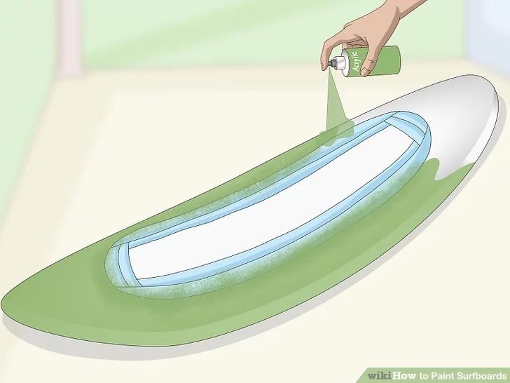 someone is painting an inflatable mattress on the floor with green and white paint