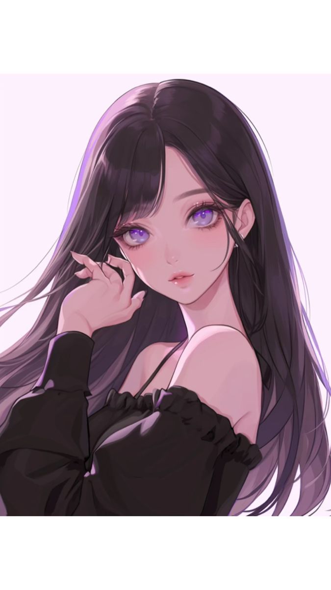 Purple eyes, black hair and black dress, it’s a manga girl Black Hair Purple Eyes, Anime Purple Hair, Anime D, The Best Anime, Anime Black Hair, Girls With Black Hair, Best Anime, Purple Eyes, Anime Eyes