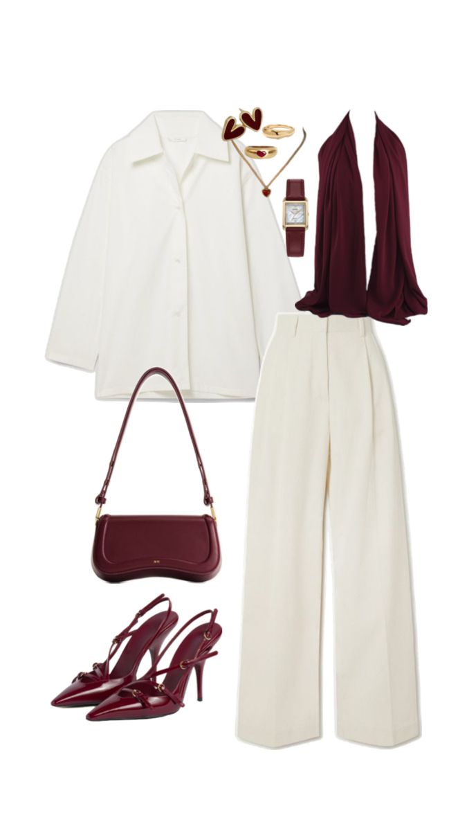 #summer #summeroutfit #modest #modestfit #modestsummer #outfitinspo #hijab #hijabi #burgundy #cream #colorcombination White Pants Outfit, Stile Hijab, Simple Style Outfits, Burgundy Outfit, Mode Zara, Muslim Outfits Casual, Grooming Tips, Outfit Inspo Summer, Hijabi Outfits Casual