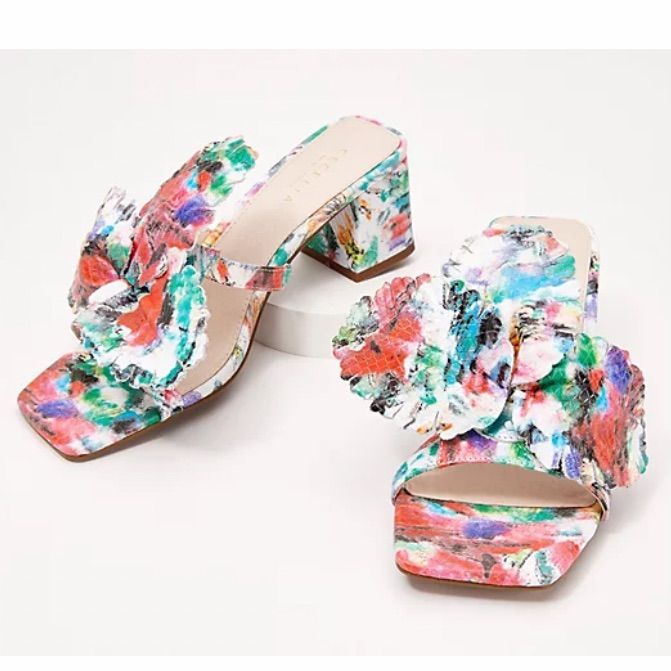 Brand New! Does Not Come With Original Box. Chic Sandals With Floral Print And Open Heel, Chic Floral Print Sandals With Open Heel, Chic Open Toe Heels With Floral Print, Chic Floral Print Open Heel Sandals, Chic Floral Print Sandals With Round Toe, Chic Open Toe Sandals With Floral Print, Chic Open Toe Floral Print Sandals, Chic Floral Print Open Toe Sandals, Chic Open Heel Floral Print Heels