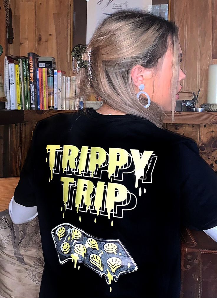 Trippy Trip Tee! Great for all parties and defo stand out at raves! People love them. Made from the highest quality! Machine washable! All sizes available Trendy T-shirt With Heat Transfer Vinyl For Streetwear, Trendy Music Festival Fan Merchandise Tops, Trendy Fan Merchandise Tops For Music Festivals, Trendy Tops For Music Festivals Fan Merchandise, Trendy T-shirt For Music Festival, Trendy Halloween Festival Tops, Halloween Rave Tops With Graphic Print, Rave Tops With Graphic Print For Halloween, Trendy Halloween Concert T-shirt