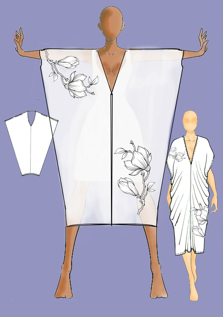 an image of a woman's dress with flowers on the front and back side