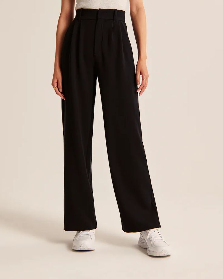 High Waist Tailored Wide Leg Pants Knife Pleats, Estilo Chic, Pantalon Large, Tailored Pants, Look Casual, Belleza Natural, Outfit Casual, Tailored Trousers, Wide Leg Trousers