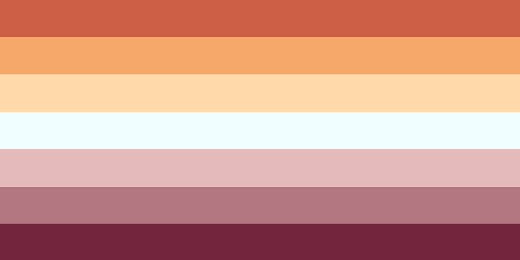 the color palette is shown in shades of brown, orange and pink