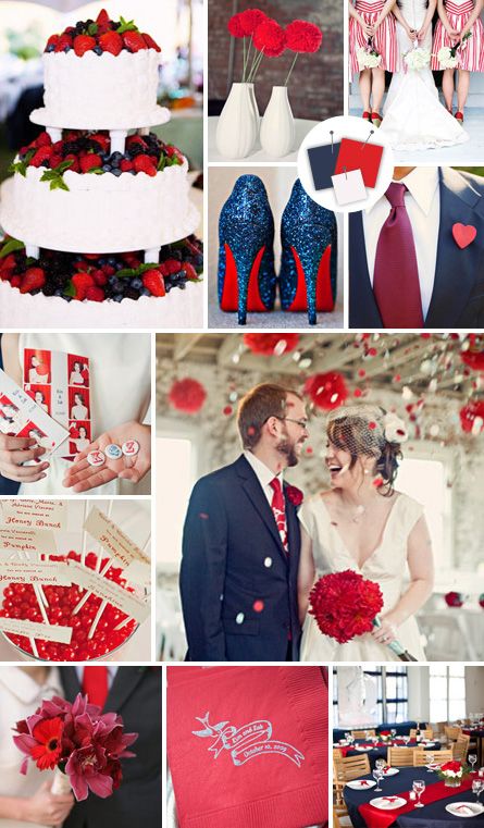 red and white wedding theme collage