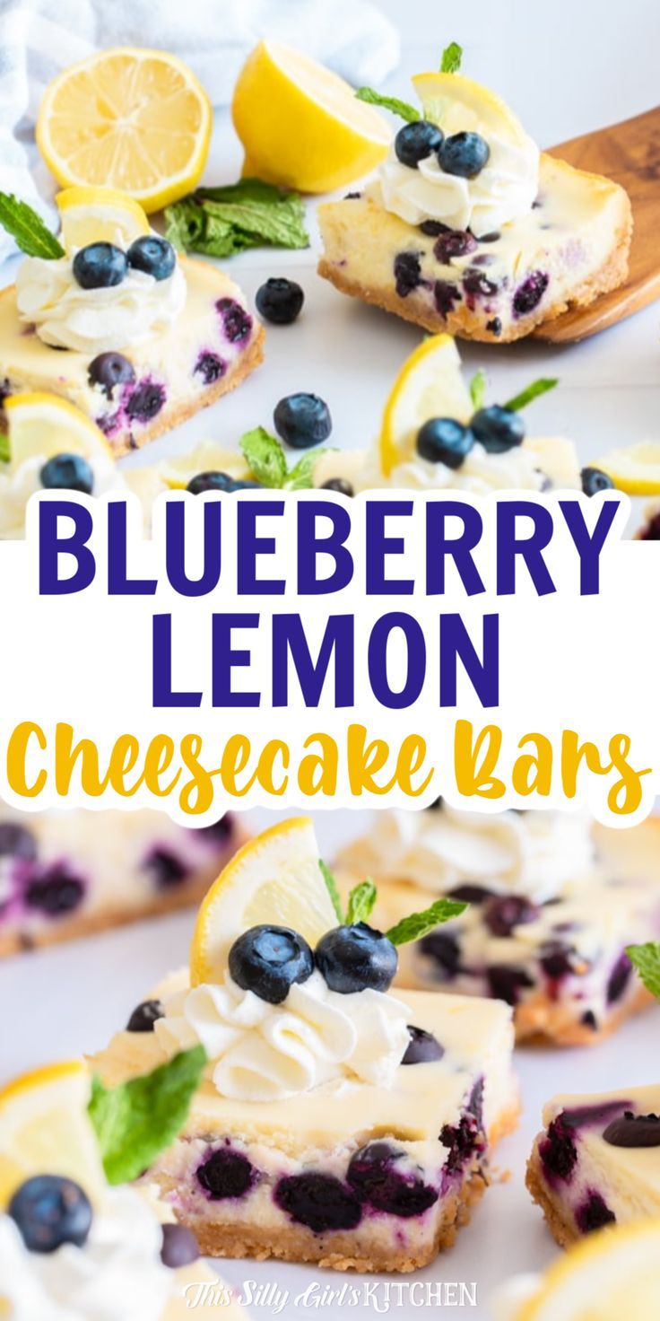 blueberry lemon cheesecake bars Lemon Blueberry Cheesecake Cake, Blueberry Cheesecake Cake, Lemon Blueberry Cheesecake Bars, Blueberry Lemon Cheesecake, Blueberry Desserts Recipes, Blueberry Cheesecake Bars, Blueberry Cheesecake Recipe, Lemon Blueberry Cheesecake, Lemon Cheesecake Bars