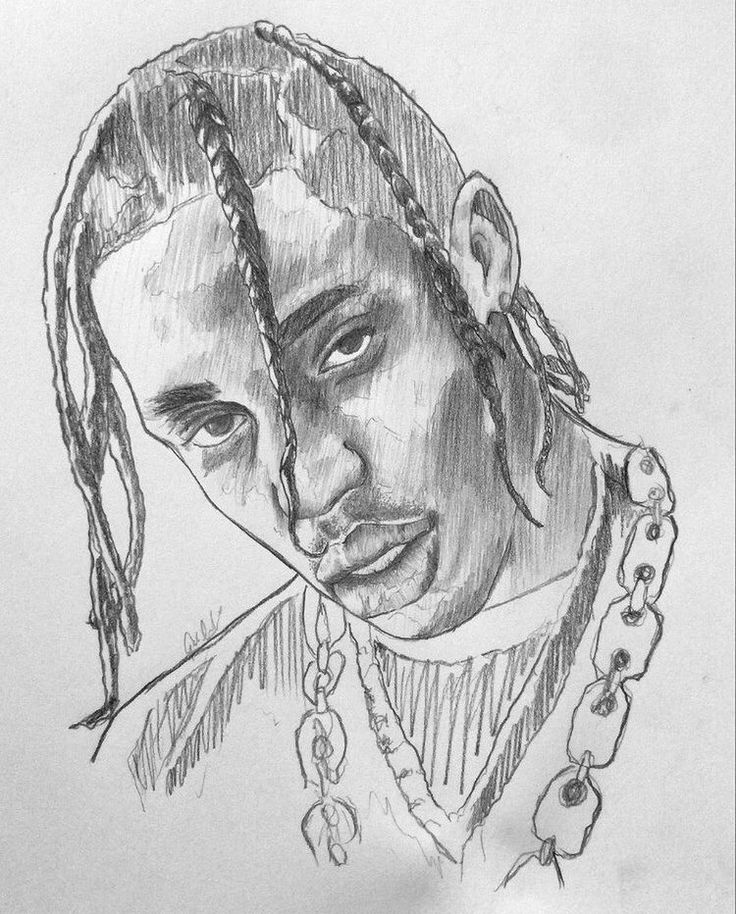 a drawing of a man with dreadlocks on his head and wearing a necklace