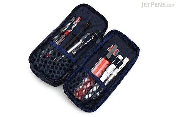 Cubix Round Zip Box Pen Case - Navy - CUBIX 106163-08-95 Multifunctional Travel Pen Holders, Portable Functional Cases For School, Functional Portable Cases For School, Portable Functional School Cases, Multifunctional Pencil Case With Pen Slots For Organization, Functional Pencil Case With Zipper Pocket For School, Functional Rectangular Pencil Case For Organization, Portable Multifunctional Stationery For Travel, Functional School Pencil Case With Zipper Pocket