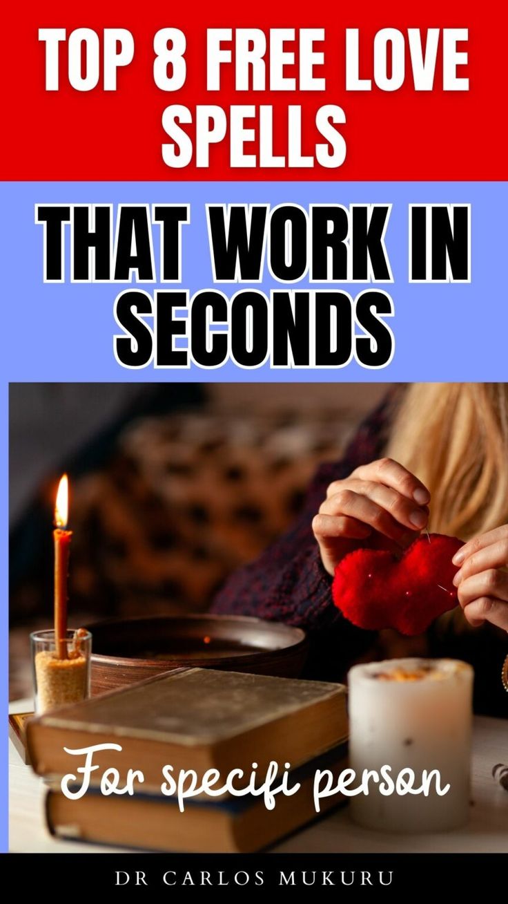 a woman is sitting at a table in front of a candle and book with the title top 8 free love spells that work in seconds