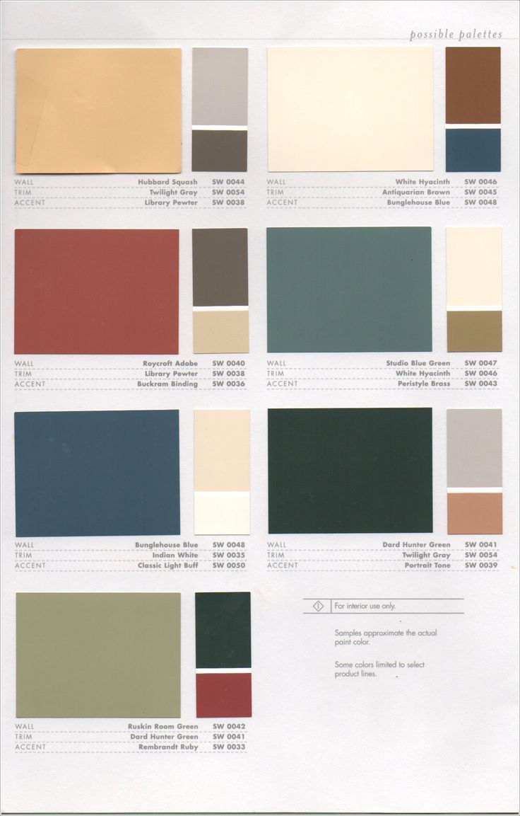 the color chart shows different shades of paint that are available in various colors and sizes