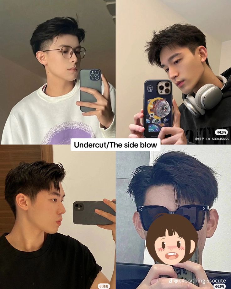 Undercut Men’s Haircut/Style (Korean) Undercut Korean Hairstyle, Undercut X Two Block, Asian Men Two Block Haircut, Hair Undercut Man, Korean Straight Hair Men, Short Sides Messy Top Men, Under Cut For Boy, Korean Men Haircut Undercut, Male Korean Haircut