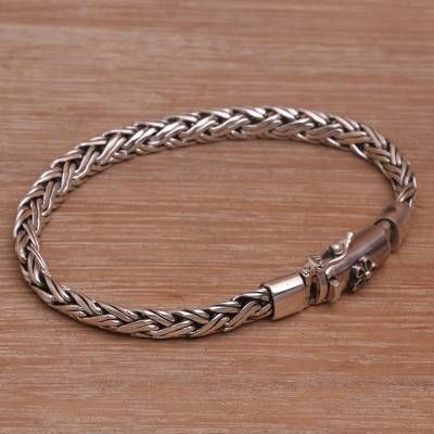 Balinese Sterling Silver Wheat Chain Bracelet with Box Clasp - Sweet Embrace | NOVICA Mens Chain Bracelet, Bracelet Box, Box Clasp, Silver Chain Bracelet, Sterling Silver Necklace Pendants, Silver Pendants, Balinese, Cultura Pop, Jewelry Packaging