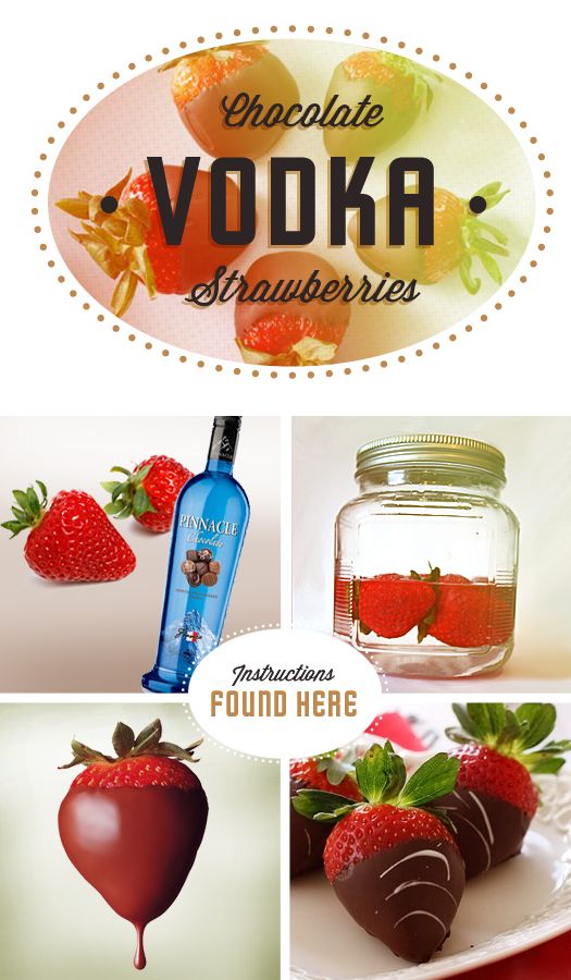 various images of chocolate covered strawberries and vodka