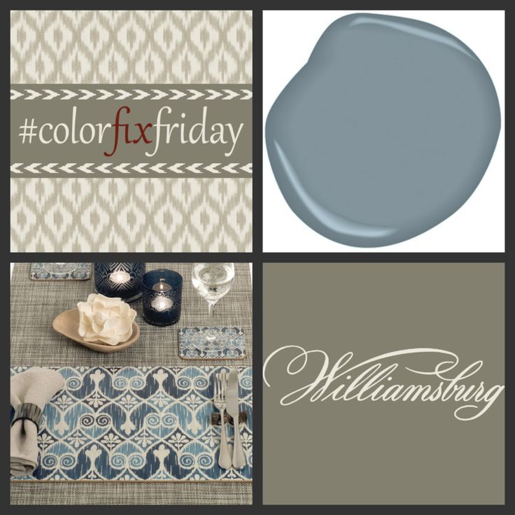 a collage of blue and gray items with the words color friday written in cursive font