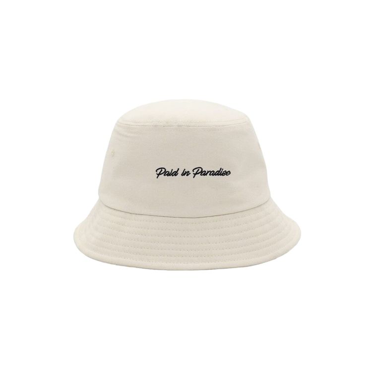 Our Signature Paradise bucket hat is lightweight with a wide brim that helps shield you from the sun's rays. Black embroidered signature logos add elegant contrast on neutral tone. Product Details Signature word mark logo on one side Paradise logo on the other side Fabric is lightweight, four-way stretch, sweat-wicking, and quick-drying Adjustable headband for smaller fit Size Guide Model is wearing size XL Material and Care ▪️ 95% Cotton ▪️ 5% Rayon ▪️ Hand wash cold only ▪️ Do not bleach ▪️ La Beige Summer Hats With Embroidered Logo, Flat Brim Hats With Embroidered Logo For Summer, Summer Hats With Embroidered Logo, Summer Outdoor Bucket Hat With Embroidered Logo, Beige Hat With Embroidered Logo And Short Brim, Casual Wide Brim Bucket Hat With Embroidered Logo, Embroidered Logo Bucket Hat For Beach, Adjustable Flat Brim Bucket Hat With Embroidered Logo, Trendy Bucket Hat With Embroidered Logo