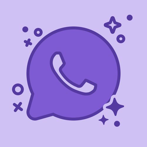 a purple phone icon with stars around it