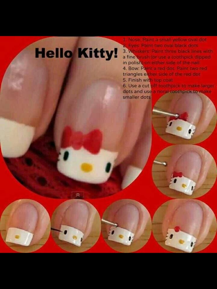 Hello Kitty Nail Art, Kitty Nail Art, Paznokcie Hello Kitty, Hello Kitty Nail, Hello Kitty Nails Art, Kitty Nail, Kitty Nails, Cute Simple Nails, Nagel Tips