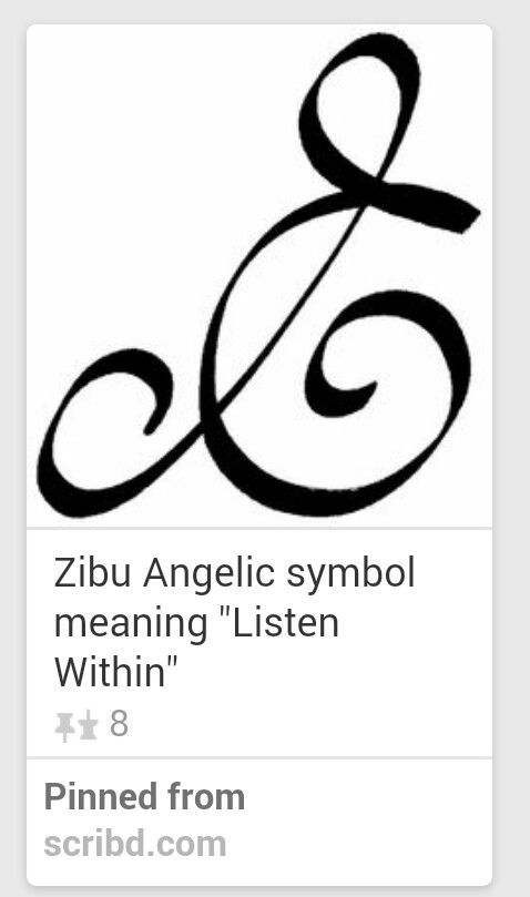 an iphone screen with the text zibu angelic symbol meaning'listen '