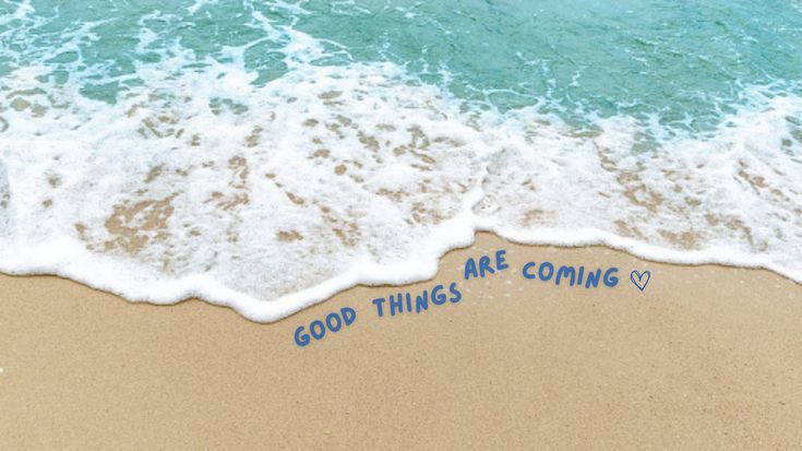 Good things are coming beach waves aesthetic wallpaper for desktop #wallpaper #aesthetic #beach Horizontal Beach Aesthetic, Summer Vibes Wallpaper Laptop, Ocean Laptop Wallpaper Hd, Good Things Are Coming Wallpaper Desktop, Beach Wallpaper Macbook, Beach Pc Wallpaper, Beach Ipad Wallpaper, Beachy Laptop Wallpaper, Summer Wallpaper Macbook