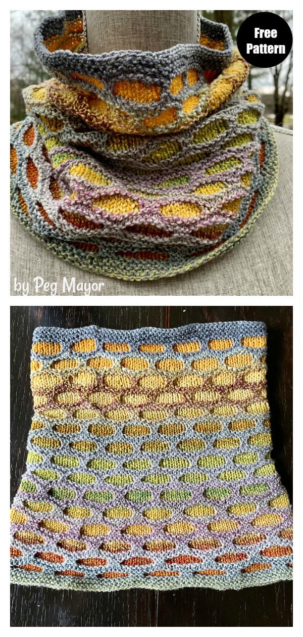 two pictures showing the same pattern for a scarf