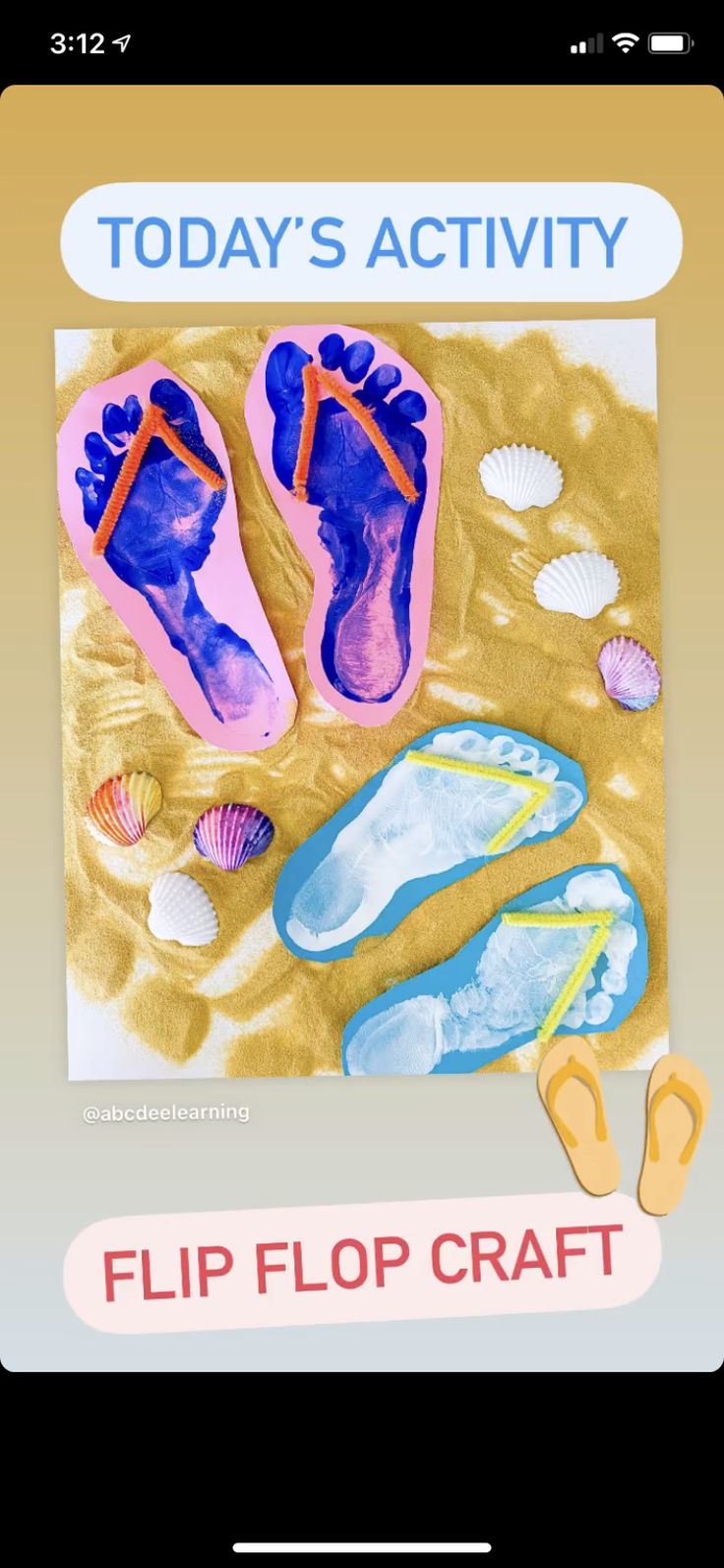 flip flop craft for toddlers to make with sand and seashells on the beach