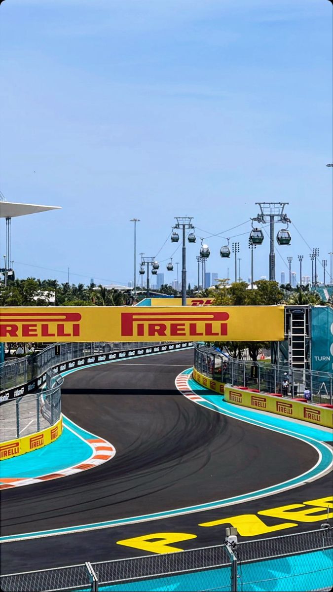 an image of a race track going through the middle of it's course area