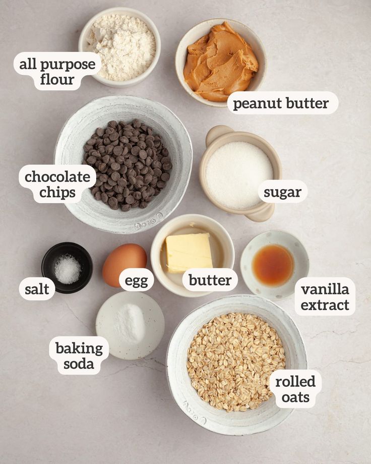 an image of ingredients to make chocolate chip cookies