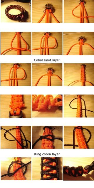 the instructions for how to tie an orange paracorre with string and beads on it