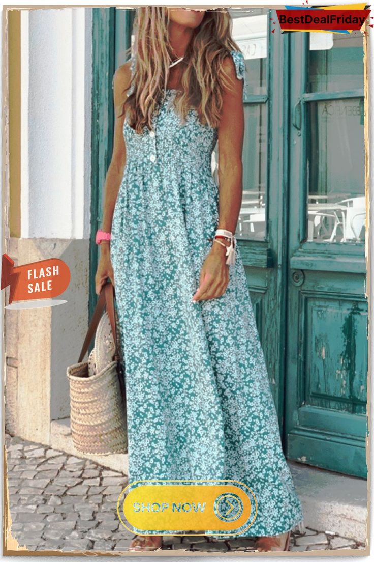 Floral Button Tie Shoulder Maxi Dress Button Maxi Dress, Casual Wear Dress, Dress Stores Online, Beach Maxi Dress, Maxi Dress Online, Floral Print Maxi Dress, Floral Print Maxi, Vacation Dresses, Women Maxi