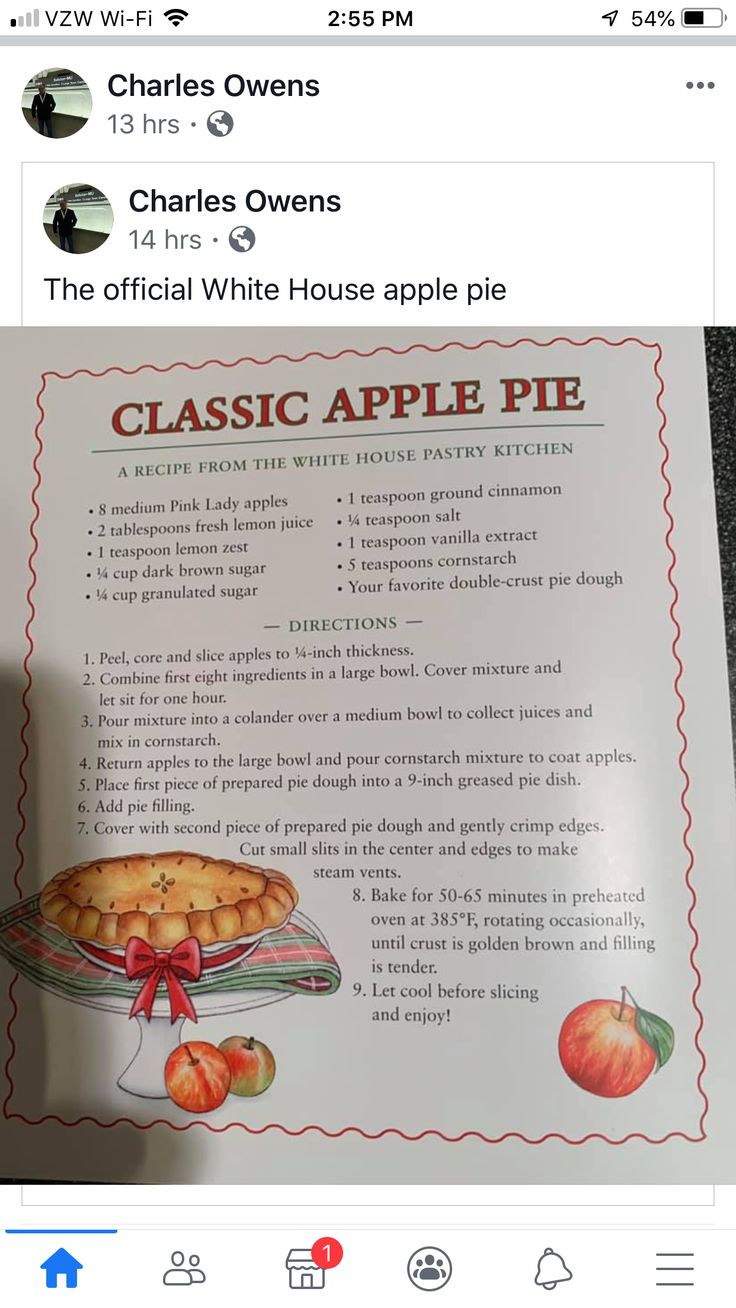 an apple pie recipe is on the table