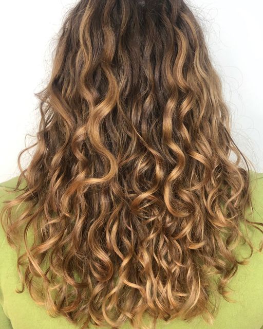 Honey Brown Hair Wavy, Caramel Highlights On Wavy Hair, Pintura Highlights Wavy Hair, Caramel Balayage Wavy Hair, Sun Kissed Brown Hair Curly, Painted Curly Hair, Light Brown Wavy Hair With Highlights, Highlights In Wavy Hair, Curly Blonde Highlights Balayage