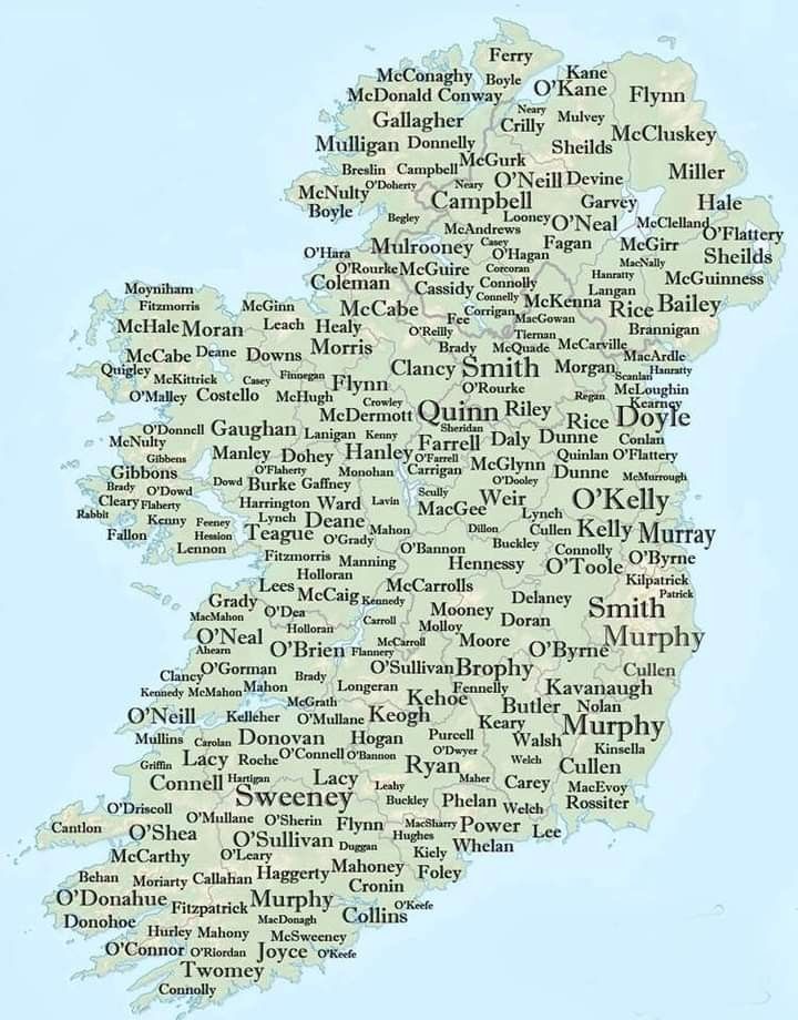 the map of ireland and its surrounding towns