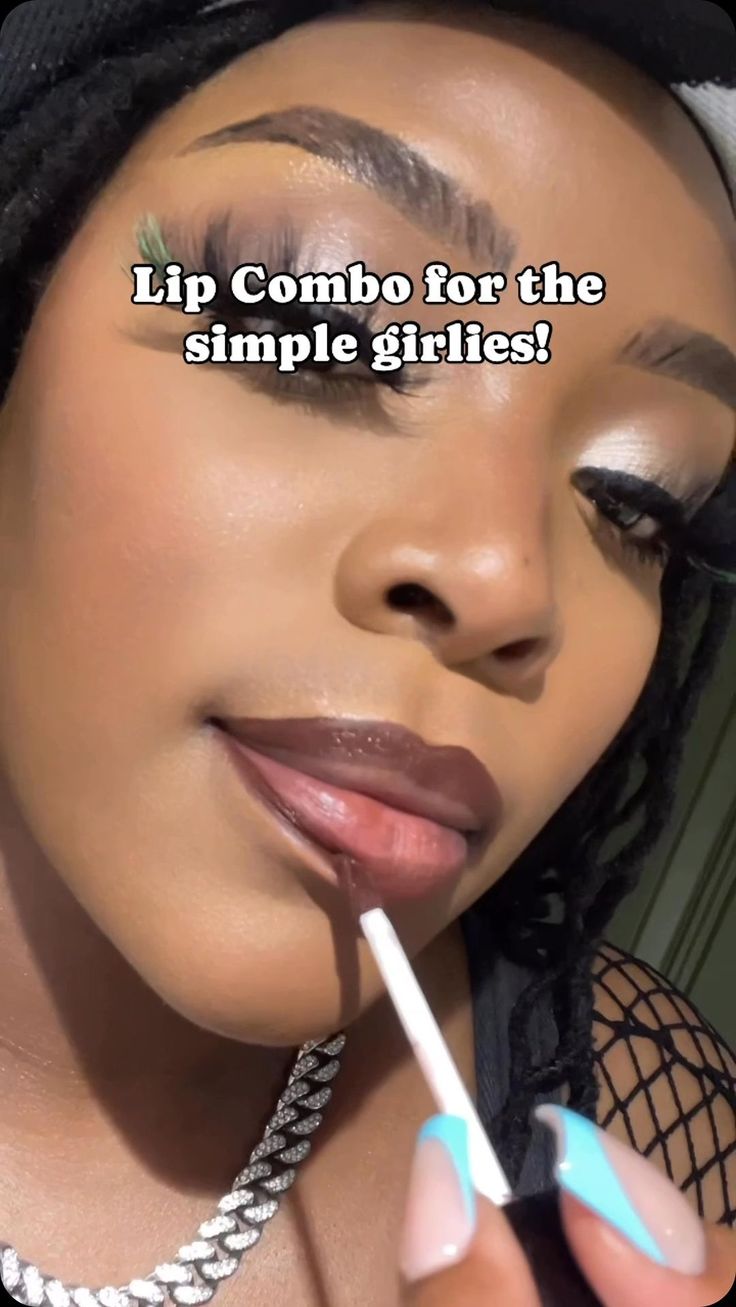 Rose | How to: Circle Ombré Lips 👄 Brown Liquid Lipstick: @theblinkqueenllc “Mother Earth” Light Liquid Lipstick: @theblinkqueenllc… | Instagram Brown Liquid Lipstick, Ombré Lips, Ombre Lipstick, Pink Lipgloss, Lipstick For Dark Skin, Nose Makeup, Lip Tutorial, March 7th, Brown Skin Makeup