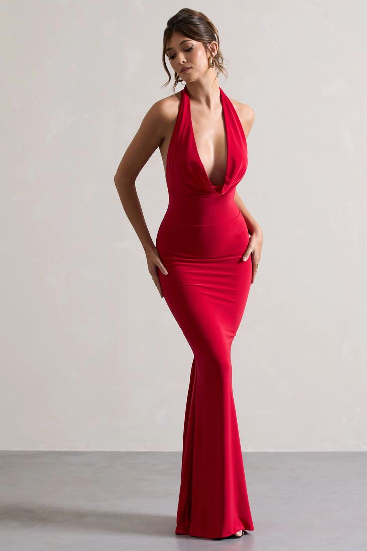 Step out in style in our beautifulMilanimaxi dress. Perfect for making an entrance, this red maxi dress features a plunging cowl neck, scoop back design and curve contouring fishtail silhouette to highlight those curves in all the right places. Crafted in our premium jersey fabric,Milaniis the ultimate event dress that will never go out of style.   Features  - Premium stretch jersey - Plunge cowl neckline - Halter swanhook closure  - Fishtail skirt - Maxi length    Sizing & Fit  Model is _ and wears UK size _ / US size _    Product Information     Double layered with good stretch  Premium jersey in Red (95% Polyester, 5% Elastane)  157cm total length  SKU:CL128040004   Style Tips Tuck and drape the cowl neckline to achieve the desired look and use BOOMBA Magic Strips for all-day stay Achievement Board, Midi Bridesmaid Dress, Fishtail Maxi Dress, Red Maxi Dress, Event Dress, Fishtail Skirt, Red Maxi, Cowl Neck Dress, Party Dress Long Sleeve